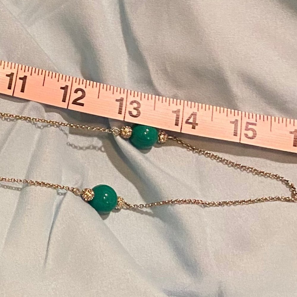 Ann Taylor Beaded Jade Green and Crystal Necklace - Picture 7 of 10